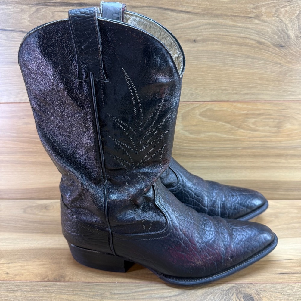 HERVI Western Boots Mens 11? Cherry Embossed Leather